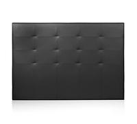 duehome | Cabezal para Cama de Matrimonio, Cabecero para Cama Doble, Acabado en Símil Piel, Color Negro, Modelo Delion, Medidas: 160 cm (Ancho) x 110 cm (Alto) x 8 cm (Fondo)