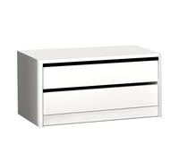 duehome | Cajonera Armario Dos cajones, Mueble Auxiliar Almacenamiento Dormitorio, Modelo Uniq, Color Blanco, Medidas: 77 cm (Largo) x 38 cm (Alto) x 45 cm (Fondo)