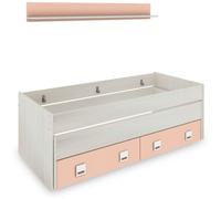 duehome Cama doble juvenil con estante kenia melamina, blanco, 200 x 69 x 96