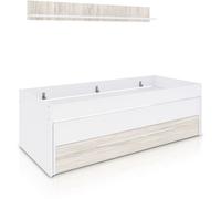 duehome Cama doble juvenil con estante Nuit Melamina, Blanco Artik