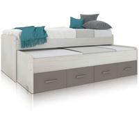 duehome Cama doble juvenil melamina, blanco, 198 x 69 x 96