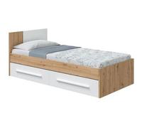 Habitdesign Cama Individual con 2 Cajones, Cama Juvenil, Cama Infantil, Modelo Noa, Acabado enBlanco Artik y Roble Nodi, Medidas: 196 cm (Largo) x 97 cm (Ancho) x 77 cm (Alto), 017436W