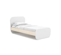 duehome | Cama Juvenil, Cama 90x190 cm, Modelo Misty Breeze, Color Blanco y Oak Soft, Medidas: 195,4 cm (Largo) x 101,3 cm (Fondo) x 90 cm (Alto)