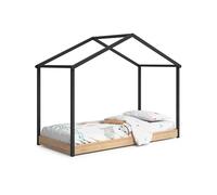 duehome | Cama Juvenil, Cama Cabaña, Modelo Hyte, Color Antracita y Pino Medidas: 216,2 cm (Largo) x 101,2 cm (Fondo) x 164 cm (Alto)