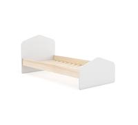 duehome | Cama Juvenil, Cama Infantil, Modelo Misty Cloud, Color Blanco y Oak Soft, Medidas: 195,4 cm (Largo) x 100 cm (Fondo) x 90 cm (Alto)