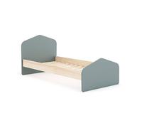 duehome | Cama Juvenil, Cama Infantil, Modelo Misty Cloud, Color Verde Salvia y Oak Soft, Medidas: 195,4 cm (Largo) x 100 cm (Fondo) x 90 cm (Alto)