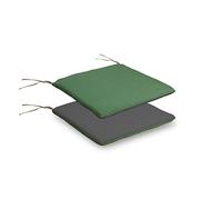 duehome | Cojín de Silla Reversible, Cojín Exterior, Cojín Desenfundable, Cojín Outdoor, Acabado en Verde/Gris, Medidas: 38 cm (Ancho) x 42 cm (Largo) x 3 cm (Alto)