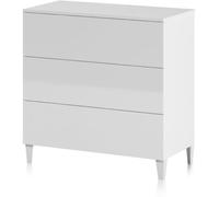 duehome Cómoda 3 cajones melamina, blanco, 80 x 76 x 40