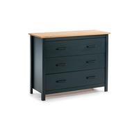 duehome | Cómoda 3 Cajones, Mueble de Dormitorio, Modelo Eira, Acabado en Blue Ocean y Oak, Medidas: 100 cm (Largo) x 80 cm (Alto) x 40 cm (Fondo)