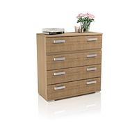duehome | Comoda 4 Cajones, Cómoda Almacenaje Dormitorio, Modelo Ataneq, Acabado en Tofe y Textil, Medidas: 89 cm (Largo) x 89,6 cm (Alto) x 39,6 cm de (Fondo)