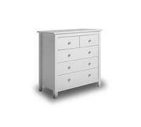 duehome | Cómoda 5 Cajones, Mueble de Dormitorio, Modelo Bay, Acabado en Blanco, Medidas: 79 cm (Largo) x 80 cm (Alto) x 40 cm (Fondo)