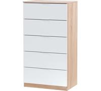 duehome Cómoda con 5 cajones blanco artik y roble canadian