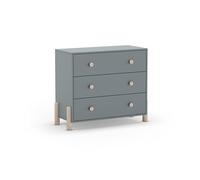 duehome | Cómoda Juvenil 3 Cajones, Cajonera Infantil, Modelo Misty Dawn, Acabado en Verde Salvia y Oak Soft, Medidas: 90 cm (Largo) x 80 cm (Alto) x 40 cm (Fondo)