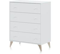 duehome Cómoda melamina, blanco artik, 77,5 x 95 x 40