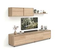 duehome | Conjunto Reversible de Salon, Mueble de TV, Modulos de Comedor, Modelo Arlet, Acabado en Roble Canadian, Medidas: 200 cm (Largo) x 41 cm (Fondo) 43 cm (Alto)