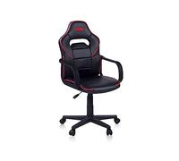 duehome | DRW, Silla Gamer, Silla de Oficina Gaming Estudio o Escritorio, Acabado en Símil Piel Negro y Rojo, Medidas: 46,5 cm (Ancho) x 46 cm (Largo) x 98-109,5 cm (Alto)
