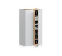 duehome | Eitan, Zapatero de 2 Puertas, Armario Zapatero, Acabado en Color Blanco Artik y Roble Nodi, Medidas: 56,5 cm (Largo) x 102 cm (Alto) x 35 cm (Fondo)