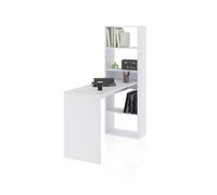 duehome | Escritorio Juvenil con Estanteria Reversible, Mesa de Ordenador, Modelo Cosmic, Acabado en Blanco Artik, Medidas: 120 cm (Largo) x 53 cm (Ancho) x 144 cm (Alto)