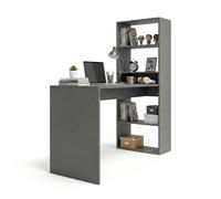 duehome | Escritorio Juvenil con Estanteria Reversible, Mesa de Ordenador, Modelo Cosmic, Acabado en Gris Antracita, Medidas: 120 cm (Largo) x 53 cm (Ancho) x 144 cm (Alto)