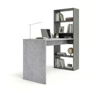 duehome | Escritorio Juvenil con Estanteria Reversible, Mesa de Ordenador, Modelo Cosmic, Acabado en Gris Antracita y Gris Cemento, Medidas: 120 cm (Largo) x 53 cm (Ancho) x 144 cm (Alto)