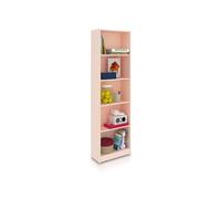 duehome | Estantería Juvenil 6 baldas, Librería Vertical, Modelo Smile, Acabado en Color Rosa Nube, Medidas: 180 cm (Alto) x 52 cm (Ancho) x 25 cm (Fondo)
