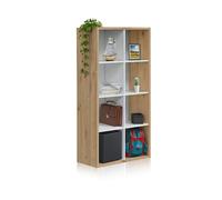 duehome | Estantería Vertical o Horizontal de 8 Huecos, Librería, Modelo Dess, Acabado en Color Roble Nodi y Blanco Artik, Medidas: 71,5 cm (Largo) x 137 cm (Alto) x 33 cm (Fondo)