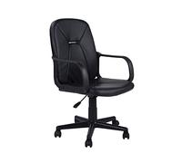 duehome | Genesis, Silla Giratoria Oficina, Silla de Escritorio, Acabado en Simil Piel Negro, Medidas: 55 cm (Ancho) x 55 cm (Largo) x 87-96 cm (Alto)