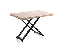 duehome | Lada, Mesa de Centro Elevable, Mesa Auxiliar, Mesa Convertible, Acabado en Roble y Negro, Medidas: 120 cm (Largo) x 80 cm (Ancho) x 49-76 cm (Alto)