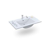 duehome | Lavabo Cerámico Color Blanco, Pila Lavamanos Rectangular, Modelo Volga, Medidas: 81,5 cm (Ancho) x 13 cm (Alto) x 46 cm (Fondo)