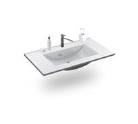 duehome | Lavabo de Resina Color Blanco, Pila Lavamanos Rectangular, Modelo Nilo, Medidas: 81,5 cm (Ancho) x 13 cm (Alto) x 46 cm (Fondo)
