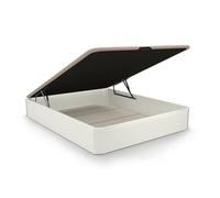 duehome | Luxury, Canapé Abatible con Almacenaje, Base Tapizada, Acabado en Blanco, Medidas: 150 cm (Ancho) x 190 cm (Largo) x 31 cm (Alto)