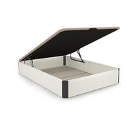 duehome | Luxury, Canapé Abatible con Almacenaje, Base Tapizada, Acabado en Blanco y Grafito, Medidas: 135 cm (Ancho) x 190 cm (Largo) x 31 cm (Alto)