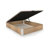 duehome | Luxury, Canapé Abatible con Almacenaje, Base Tapizada, Acabado en Roble y Blanco, Medidas: 150 cm (Ancho) x 190 cm (Largo) x 31 cm (Alto)