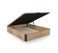 duehome | Luxury, Canapé Abatible con Almacenaje, Base Tapizada, Acabado en Roble y Grafito, Medidas: 150 cm (Ancho) x 190 cm (Largo) x 31 cm (Alto)