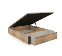 duehome | Luxury MAX, Canapé Abatible con Cajón Frontal Extraíble, Almacenaje, Acabado en Roble y Grafito, Medidas: 135 cm (Ancho) x 190 cm (Largo) x 31 cm (Alto)