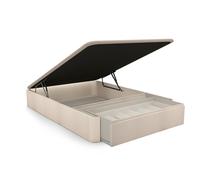 duehome | Luxury Premium, Canapé Abatible con Cajón Zapatero Frontal Extraíble, Acabado en Artico, Medidas: 135 cm (Ancho) x 190 cm (Largo) x 31 cm (Alto)