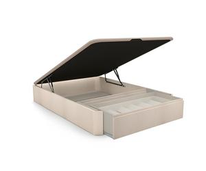 duehome | Luxury Premium, Canapé Abatible con Cajón Zapatero Frontal Extraíble, Acabado en Artico, Medidas: 135 cm (Ancho) x 190 cm (Largo) x 31 cm (Alto)