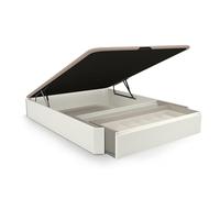 duehome | Luxury Premium, Canapé Abatible con Cajón Zapatero Frontal Extraíble, Acabado en Blanco, Medidas: 150 cm (Ancho) x 190 cm (Largo) x 31 cm (Alto)