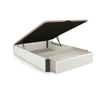duehome | Luxury Premium, Canapé Abatible con Cajón Zapatero Frontal Extraíble, Acabado en Blanco y Grafito, Medidas: 135 cm (Ancho) x 190 cm (Largo) x 31 cm (Alto)