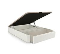 duehome | Luxury S-MAX, Canapé Abatible con Cajón Frontal Extraíble y Zapatero Interior, Acabado en Blanco, Medidas: 135 cm (Ancho) x 190 cm (Largo) x 31 cm (Alto)
