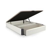 duehome | Luxury S-MAX, Canapé Abatible con Cajón Frontal Extraíble y Zapatero Interior, Acabado en Blanco, Medidas: 150 cm (Ancho) x 190 cm (Largo) x 31 cm (Alto)