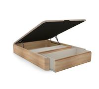 duehome | Luxury S-MAX, Canapé Abatible con Cajón Frontal Extraíble y Zapatero Interior, Acabado en Roble, Medidas: 135 cm (Ancho) x 190 cm (Largo) x 31 cm (Alto)