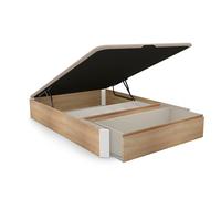 duehome | Luxury S-MAX, Canapé Abatible con Cajón Frontal Extraíble y Zapatero Interior, Acabado en Roble y Blanco, Medidas: 135 cm (Ancho) x 190 cm (Largo) x 31 cm (Alto)