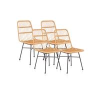 Malai, Pack 4 Sillas de Comedor, Silla de Interior o Exterior, Acabado en Ratan y Negro, Medidas: 44 cm (Ancho) x 47 cm (Largo) x 84 cm (Alto)