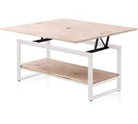 duehome Mesa de centro elevable extensible madera, blanco, 100 x 62 x 90