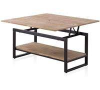 duehome Mesa de centro elevable extensible madera, roble, 100 x 62 x 90