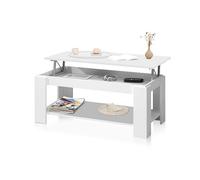duehome | Mesa de Centro Elevable, Mesa Auxiliar, Modelo LYA, Acabado en Color Blanco Artik, Medidas: 102 cm (Largo) x 50 cm (Ancho) x 43-54 cm (Alto)