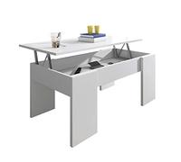duehome | Mesa de Centro elevable, mesita de salón Comedor, Acabado en Blanco, Modelo Gala, Medidas: 90 cm (Ancho) x 50 cm (Fondo) x 33,8/45,3 cm (Alto)