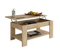 duehome | Mesa de Centro elevable, mesita de salón Comedor, Acabado en Cambria, Modelo Agueda, Medidas: 90 cm (Largo) x 50 cm (Ancho) x 45,5/57,5 cm (Alto)
