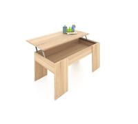 duehome | Mesa de Centro Elevable, Mesita de Salón o Comedor, Modelo Vita, Acabado en Color Roble Canadian, Medidas: 100 cm (Largo) x 50 cm (Ancho) x 45-56 cm (Alto)
